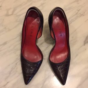 Celine pumps d’orsay heels 36 6 brown alligator